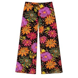 Cynthia Rowley Y2K Dopamine Dressing Wide Leg Pants Women Sz XL Artsy Maximalist
